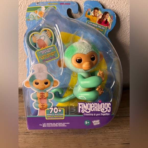 Wow Wee Other - Fingerlings NEW Interactive Baby Teal Monkey “Ava” - Touch Reacts 70+ Sounds toy